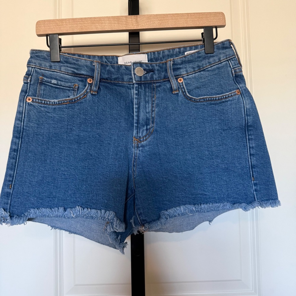 Dear John Gigi Denim Shorts Empire State Medium Blue Frayed Hem Womens Size 27